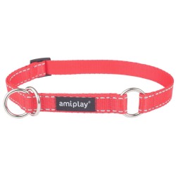 AMIPLAY Obroża półzaciskowa Reflective - Czerwona XL (40-60 x 2,5cm)
