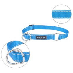 AMIPLAY Obroża półzaciskowa Reflective - Niebieska M (25-40 x 1,5cm)
