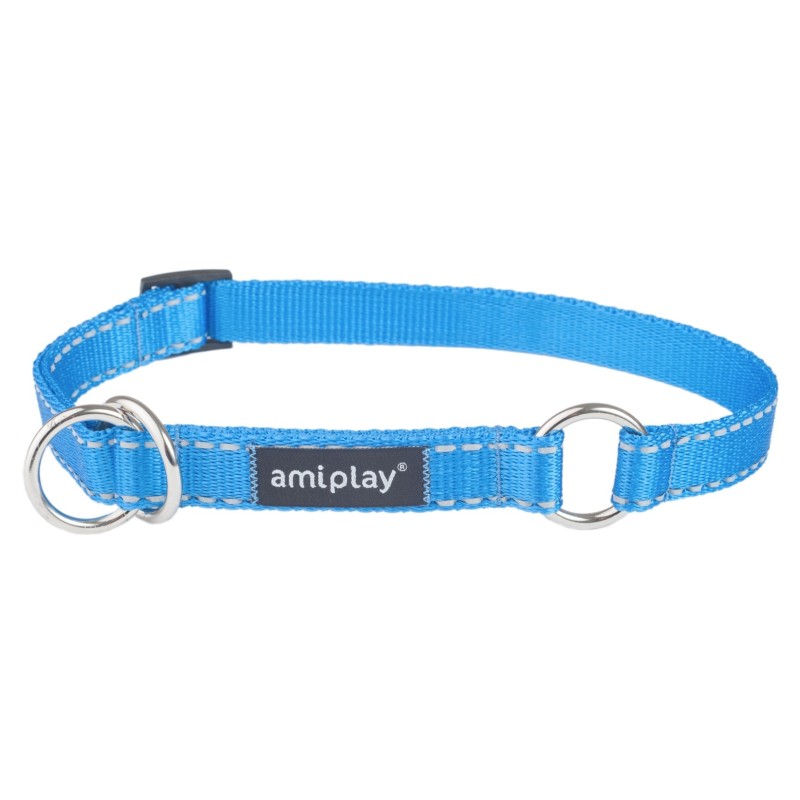 AMIPLAY Obroża półzaciskowa Reflective - Niebieska L (35-50 [b] x 2cm)