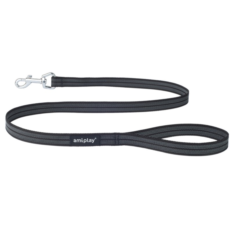 AMIPLAY Smycz Rubber 120cm - Czarna S-M