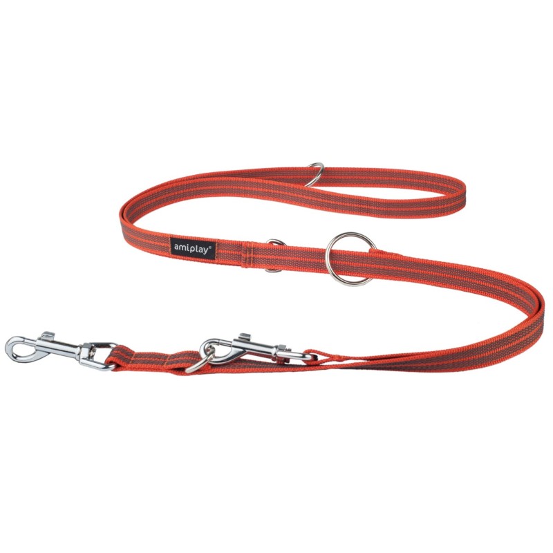 AMIPLAY Smycz regulowana 6 in 1 Rubber - Pomarańczowa S-M