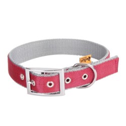 DINGO Obroża Twilight Silver (taśma EXTRA) - bordowa 3cm x 65cm