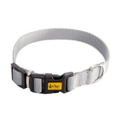 DINGO Obroża regulowana z zapięciem plastikowym - szara 2cm x 45cm