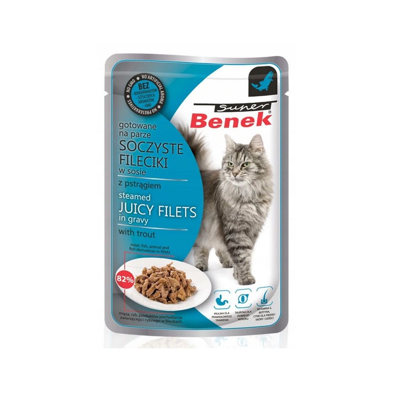 SUPER BENEK Cat Fileciki w sosie z pstrągiem 85g