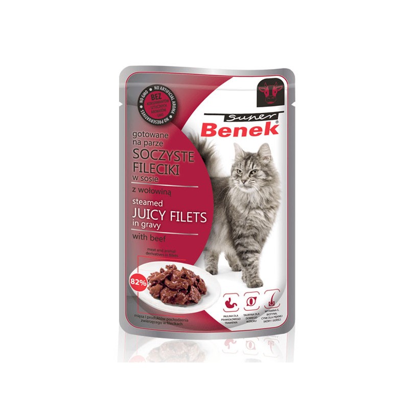 SUPER BENEK Soczyste fileciki w sosie z wołowiną 85g