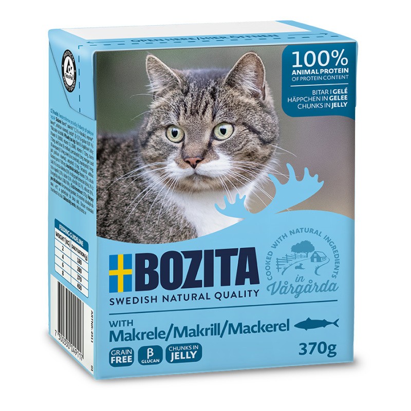 BOZITA Makrela - kawałeczki mięsa dla kotów 370g (galaretka) 16x 370g