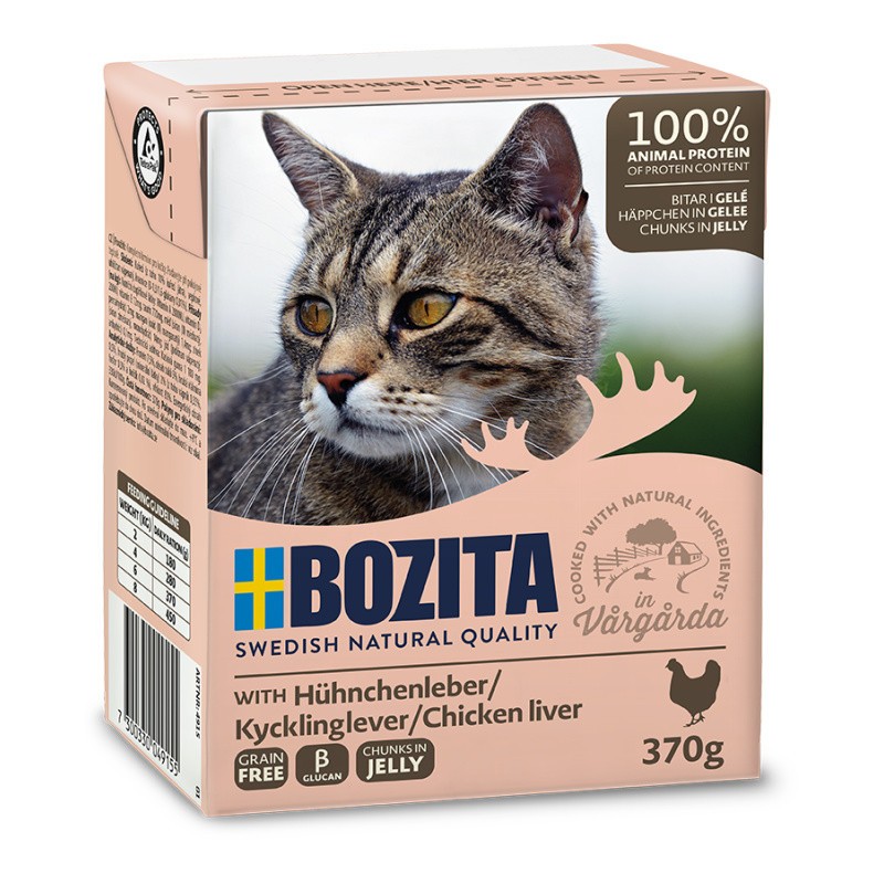 BOZITA Wątróbka drobiowa - kawałeczki mięsa dla kotów 370g (galaretka) 16x 370g