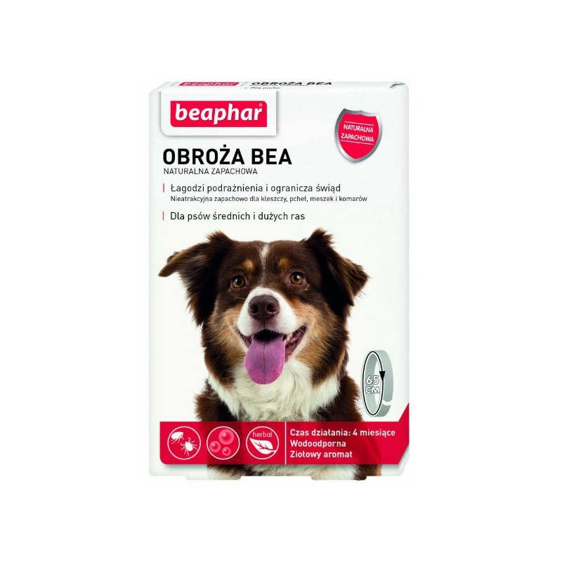 BEAPHAR Obroża BEA naturalna zapachowa M/L - obroża ochronna dla średnich i dużych psów