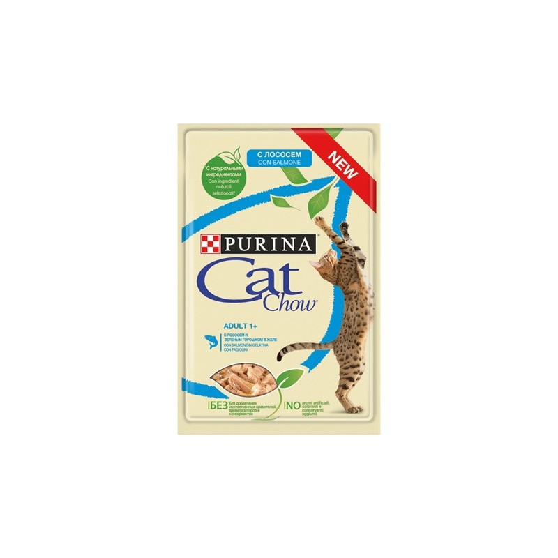 PURINA Cat Chow Adult Łosoś i zielona fasolka 85g (saszetka - galaretka)