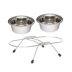 BARRY KING Dwie miski na stojaku - chromowany 1,8l