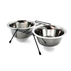 BARRY KING Dwie miski na stojaku - malowany czarny 0,22l