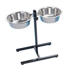 BARRY KING Regulowany stojak z miskami - malowany czarny 2,8l
