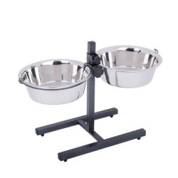 BARRY KING Regulowany stojak z miskami - metaliczny 2,8l