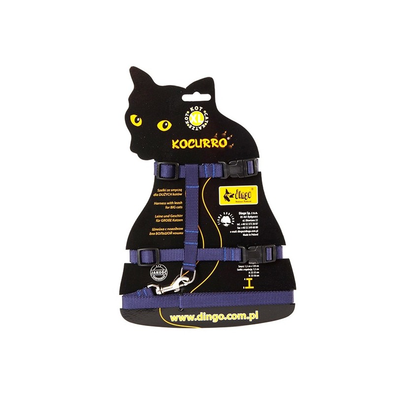DINGO Szelki ze smyczą dla dużych kotów KOCURRO - granatowy