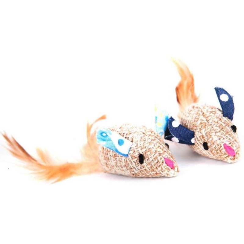 DINGO Myszki lniane dla kota 2szt.