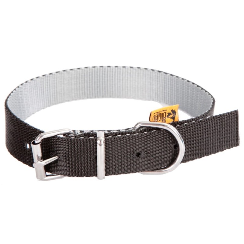 DINGO Obroża Twilight Silver (pojedyncza taśma) - czarna 2cm x 50cm