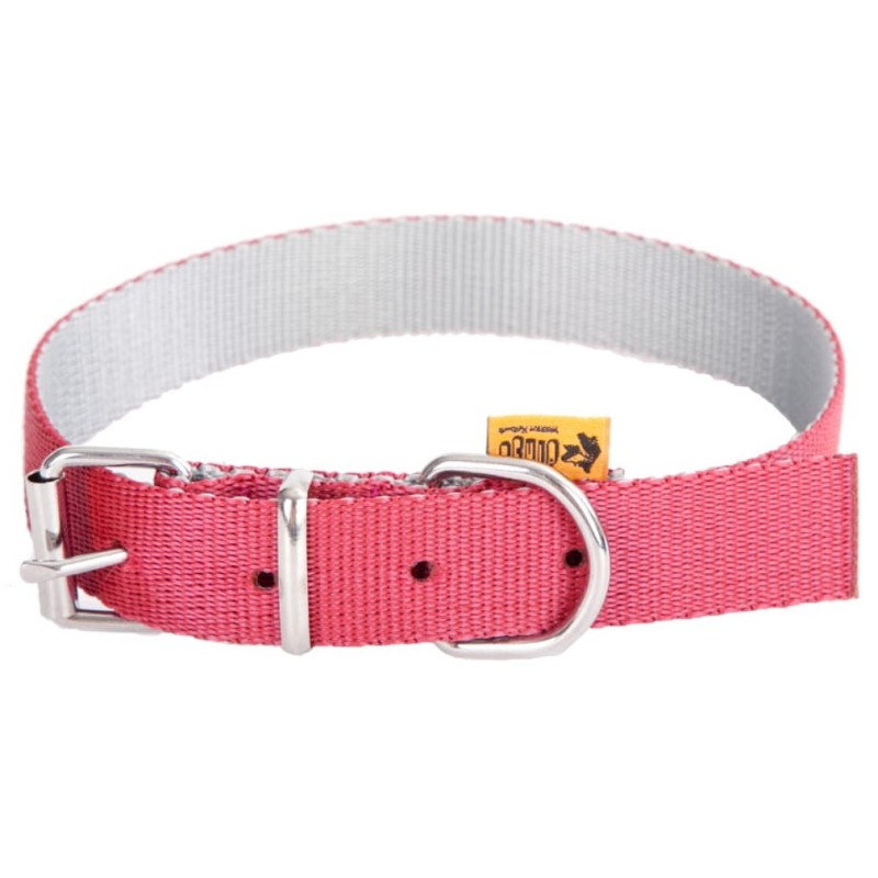 DINGO Obroża Twilight Silver (pojedyncza taśma) - bordowa 2cm x 50cm