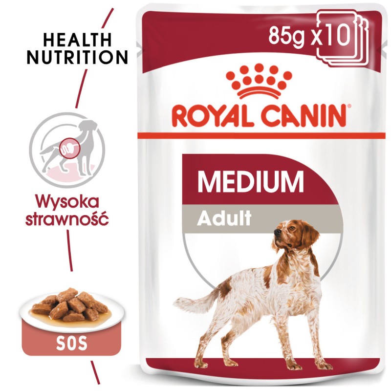 ROYAL CANIN Medium Adult karma mokra w sosie dla psów dorosłych ras średnich 10x 140g