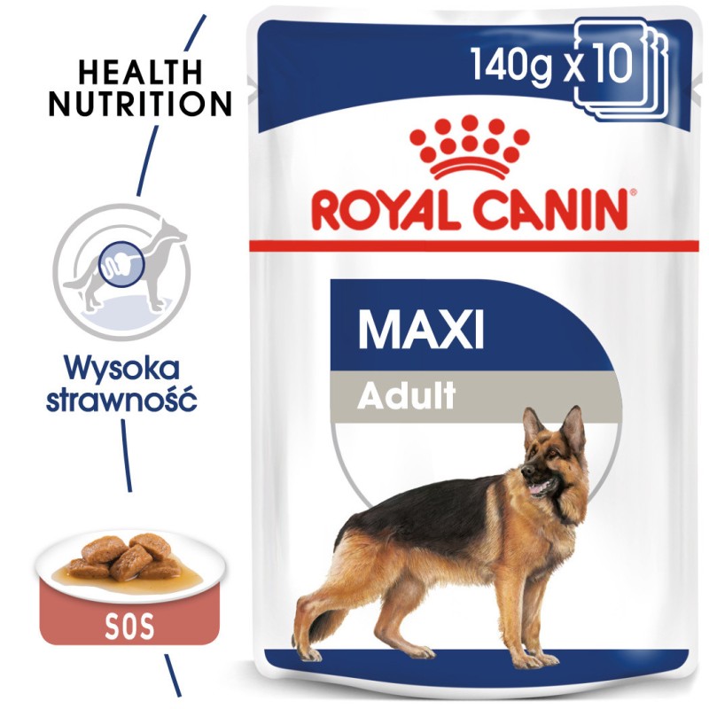 ROYAL CANIN Maxi Adult karma mokra, kawałki w sosie dla psów dorosłych, ras dużych 10x 140g