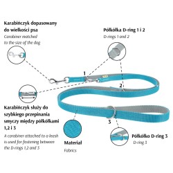 DINGO Smycz przedłużana Twilight Silver - morska 2cm x 220cm