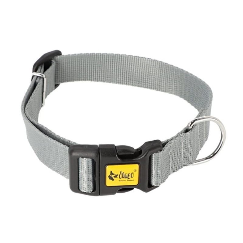 DINGO Obroża regulowana z zapięciem plastikowym - szara 1cm x 30cm (20-28cm)