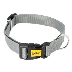 DINGO Obroża regulowana z zapięciem plastikowym - szara 2cm x 45cm