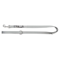 DINGO Smycz z taśmy, przedłużana - szara 1cm x 120-220cm