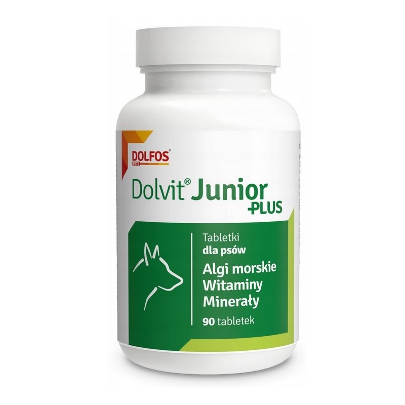 DOLFOS Junior Plus - witaminowo-mineralny suplement diety dla szczeniąt i młodych psów 90tabl. (mini)