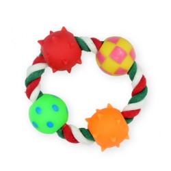 PET NOVA Kółko sznur z 4 piłkami (4,5cm) do przeciągania