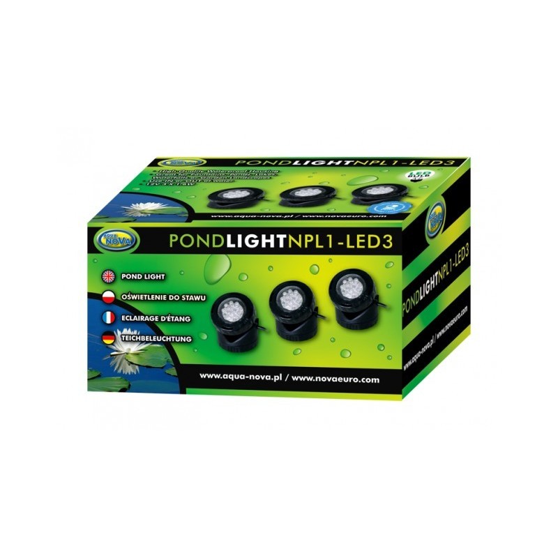 AQUA NOVA Wodoodporna lampa LED 3x 1,6W, 12V szkiełka kolorowe