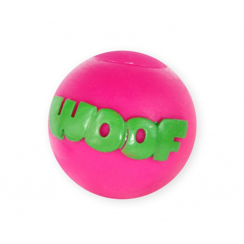 PET NOVA Piłka różowa z napisem WOOF 8cm - różowa