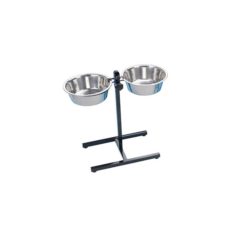 BARRY KING Regulowany stojak z miskami - malowany czarny 4,7l