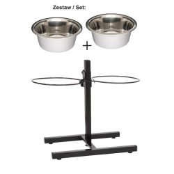 BARRY KING Regulowany stojak z miskami - malowany czarny 4,7l