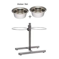 BARRY KING Regulowany stojak z miskami - metaliczny 4,7l