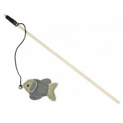 BARRY KING Drewniana wędka z rybką z mocnego materiału 40cm Jasnoszara / granatowa 	