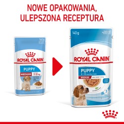 ROYAL CANIN Medium Puppy karma mokra w sosie dla szczeniąt ras średnich, do 12 miesiąca 20x 140g