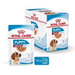 ROYAL CANIN Medium Puppy karma mokra w sosie dla szczeniąt ras średnich, do 12 miesiąca 20x 140g