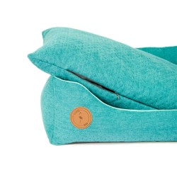 LAUREN DESIGN Pikowane legowisko / kanapa CEZAR - turkusowe 80 x 70 cm