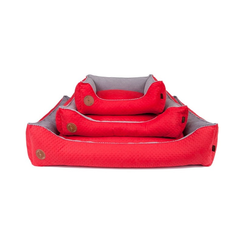 LAUREN DESIGN Pikowane legowisko / kanapa CEZAR - czerwone 110 x 90 cm