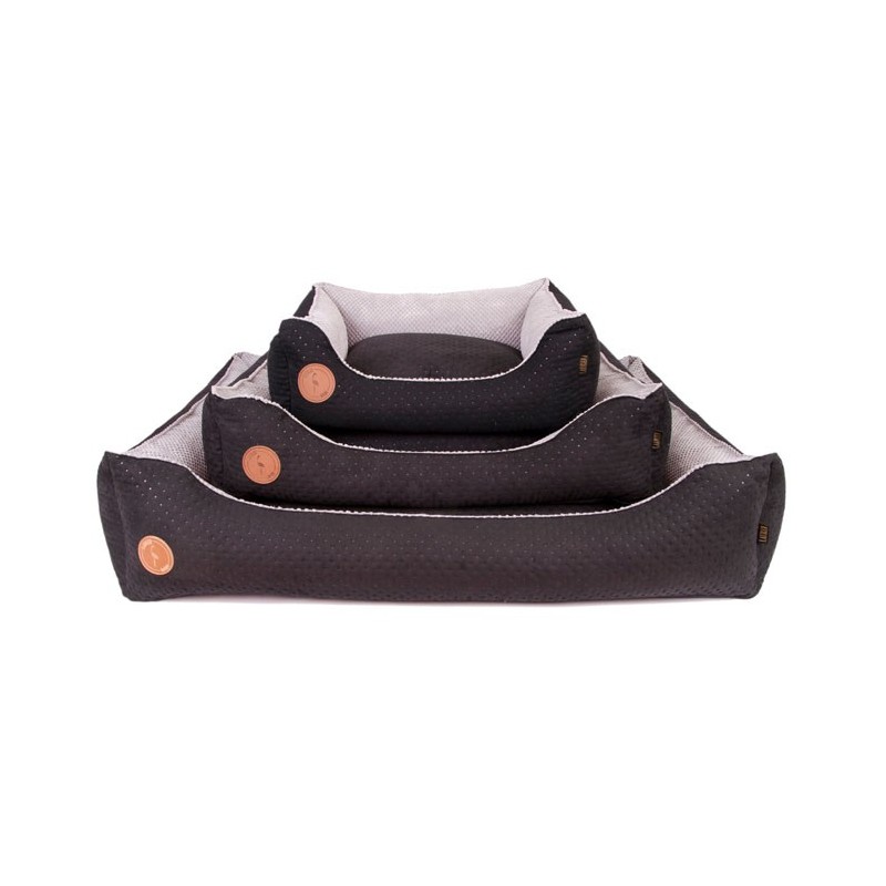 LAUREN DESIGN Pikowane legowisko / kanapa CEZAR - czarne 80 x 70 cm