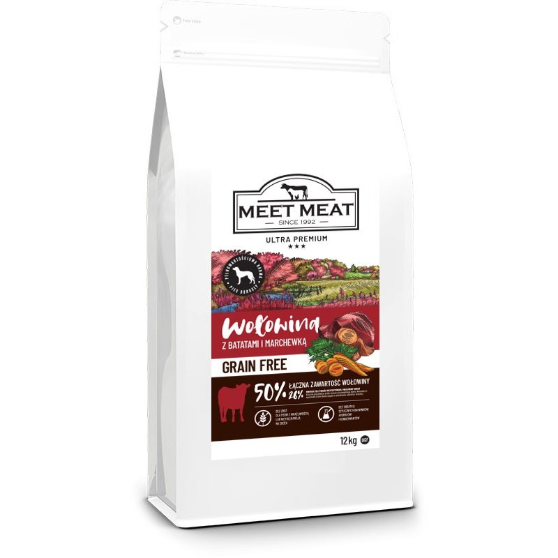 MEET MEAT Grain Free Angus Beef - Wołowina z batatami i marchewką 2x 12kg