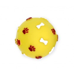 PET NOVA Piłka ze wzorem łapek i kości 7,5cm - żółta