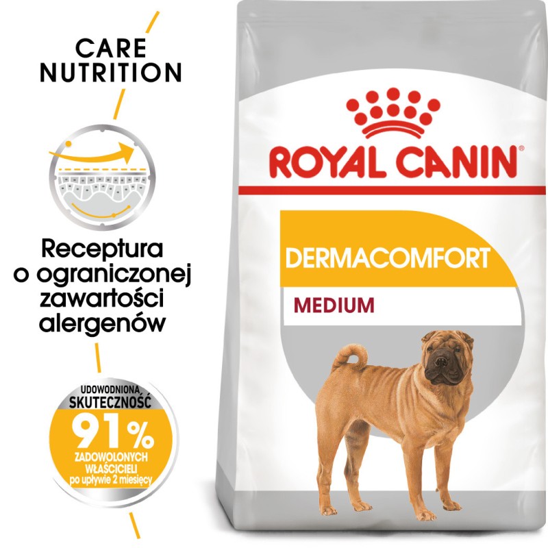 ROYAL CANIN Medium Dermacomfort karma sucha dla psów dorosłych, ras średnich, o wrażliwej skórze, skłonnej do podrażnień 3 kg