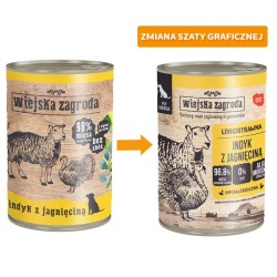 WIEJSKA ZAGRODA dla psa - Indyk z jagnięciną (puszka) 6x 400g