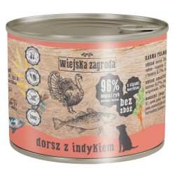 WIEJSKA ZAGRODA dla psa - Dorsz z indykiem (puszka) 6x 400g