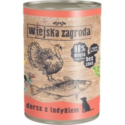 WIEJSKA ZAGRODA dla psa - Dorsz z indykiem (puszka) 400g