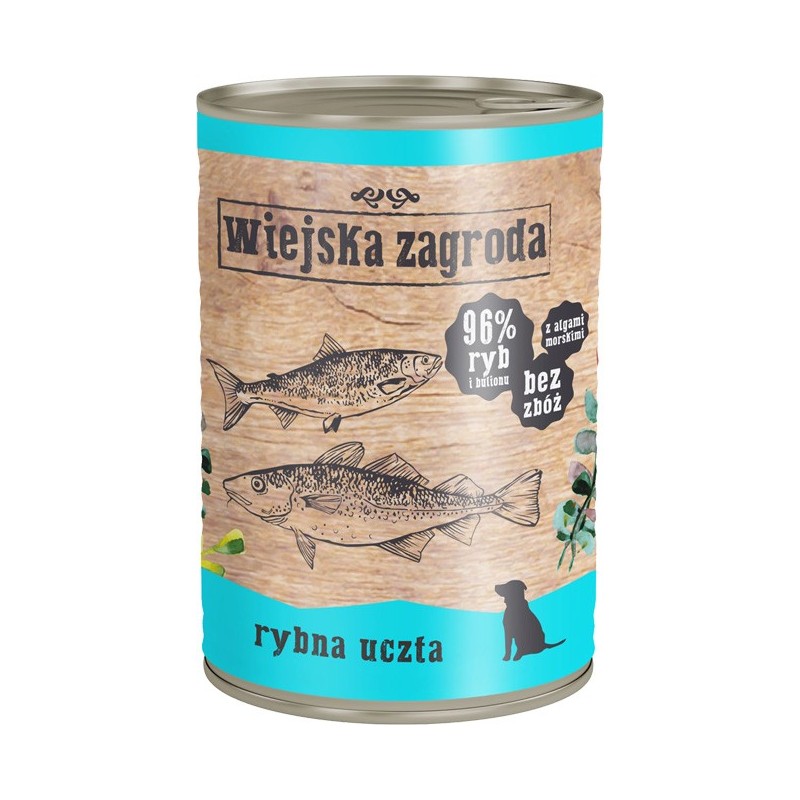 WIEJSKA ZAGRODA dla psa - Rybna uczta (puszka) 6x 400g