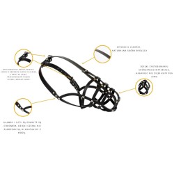 DINGO Skórzany kaganiec dla psa rasy:  Rottweiler – nitowany Rottweiler - duży