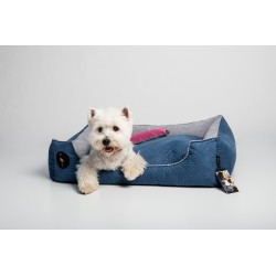 LAUREN DESIGN Pikowane legowisko / kanapa CEZAR - granatowe 60 x 50 cm