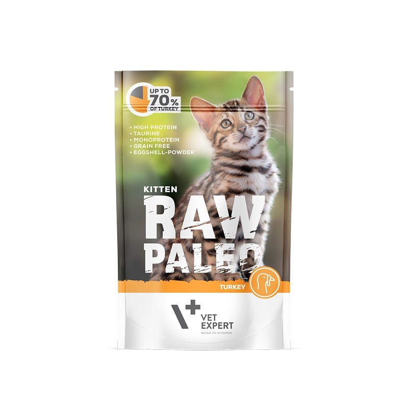 RAW PALEO Kitten Turkey 100g (saszetka) indyk dla kociąt 12x 100g